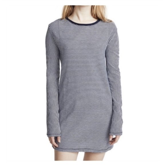 striped long sleeve t shirt dress